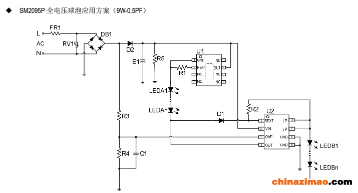 SM2095P全电压球泡灯方案图