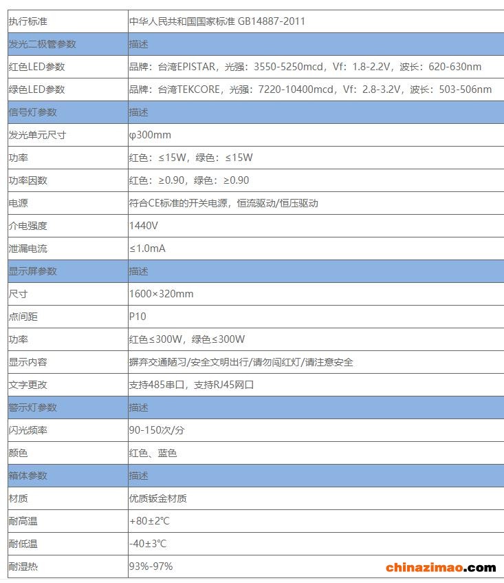 3m一体式LED显示屏人行信号灯-产品规格